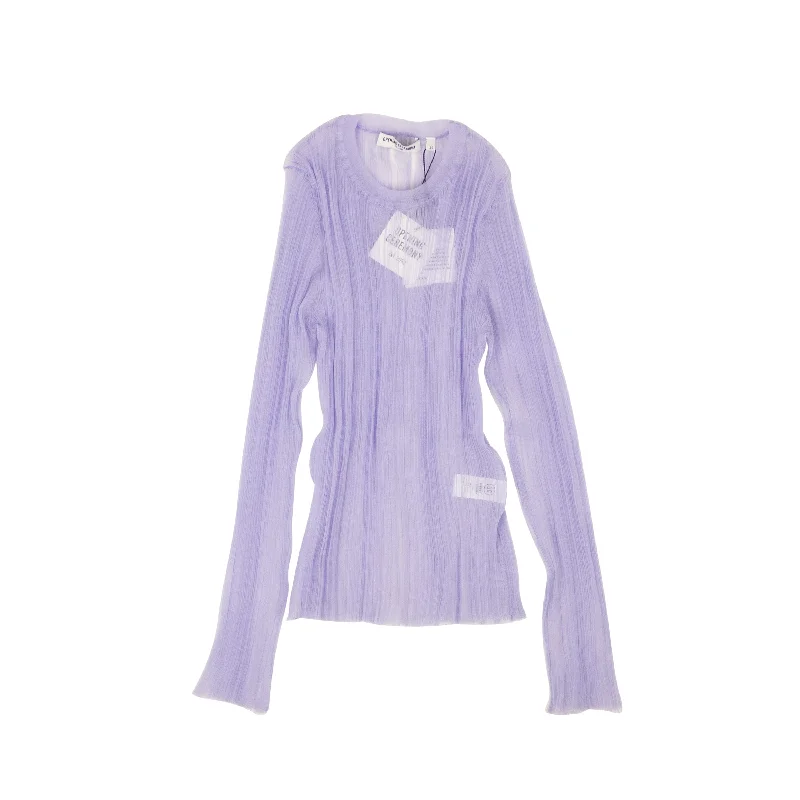 Overstock Sale Lilac Polyester Sheer Rib Long Sleeve Top