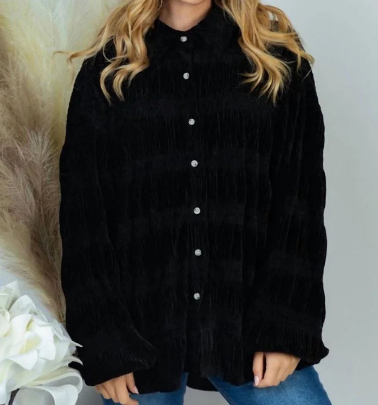 Stock Up and Save Long Sleeve Button Up Shirt In Velvet Black