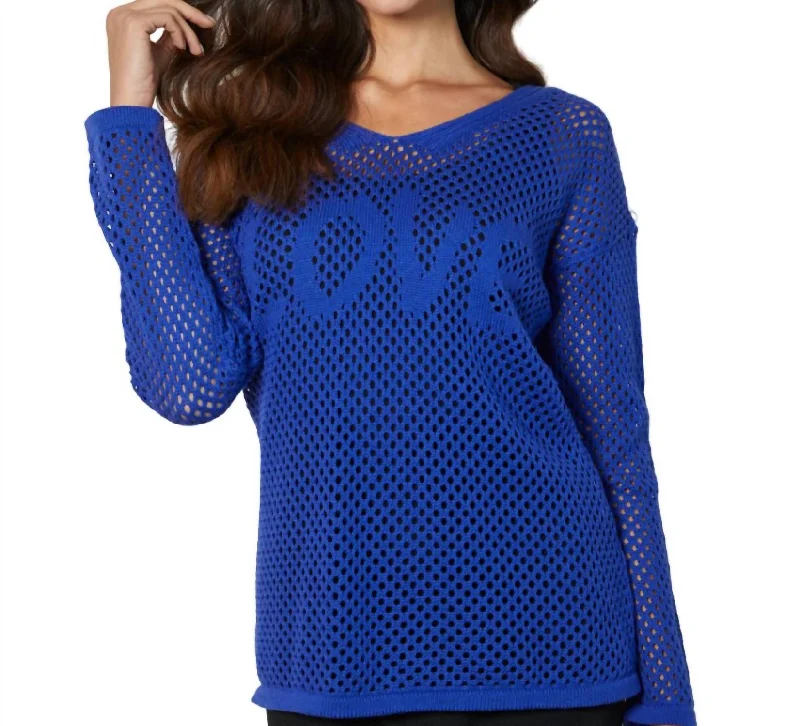 Stock Clearance Love Crochet V-Neck Top In Ink