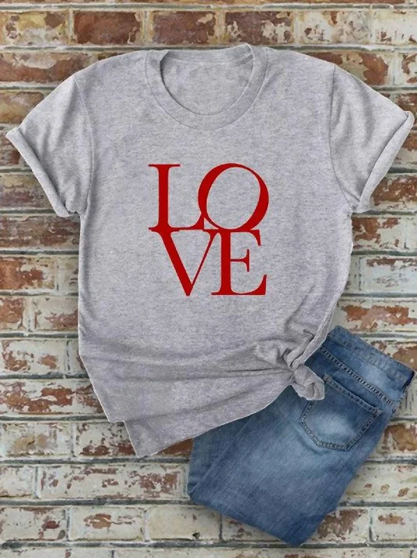 Quick Sale "love" Graphic Tee In Heather Grey