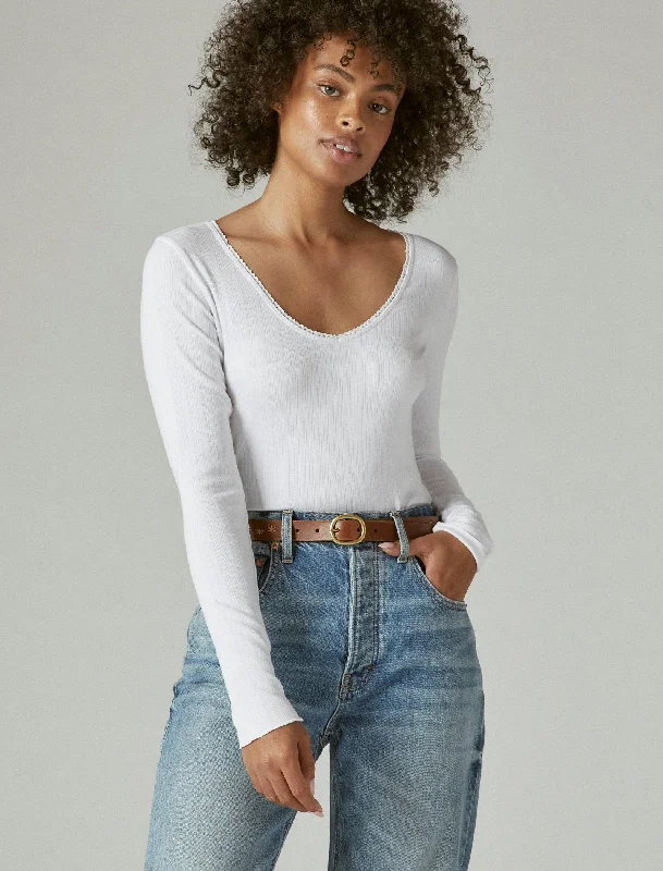 Sneak Peek Sale Lucky Brand Women's Scoop Neck Bodysuit