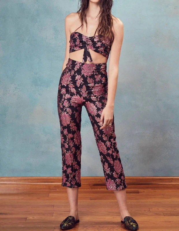 Lowest Price Luella Metallic Crop Top In Black Metallic Floral
