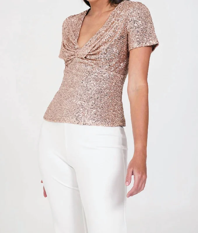 TIME-Limited Offer Lynx Sequin Top In Gold