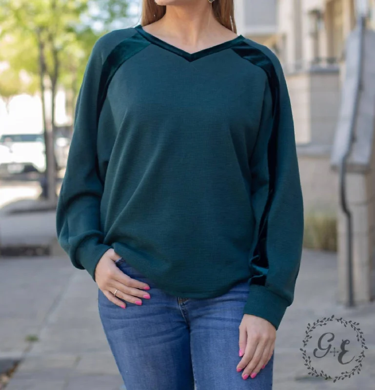Best Bargains Made For You V Neck With Batwing Sleeve Top In Teal