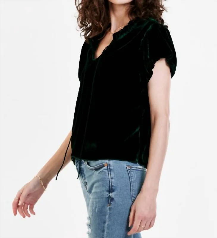 Limited Availability Maggie Sycamore Velvet Top In Green