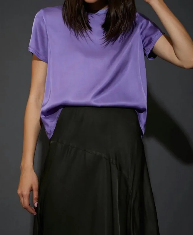 Year-End Sale Marie Sateen Boxy Crop Top In Iris