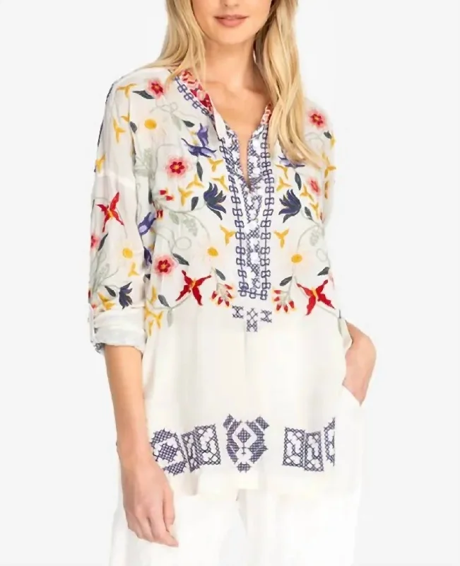 Shop and Save Mariposa Silk Blouse In White