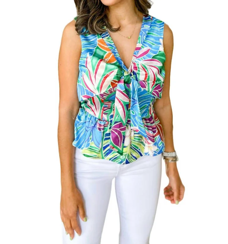 The Best Prices Maui Knot Front Top In Blue/green Multi