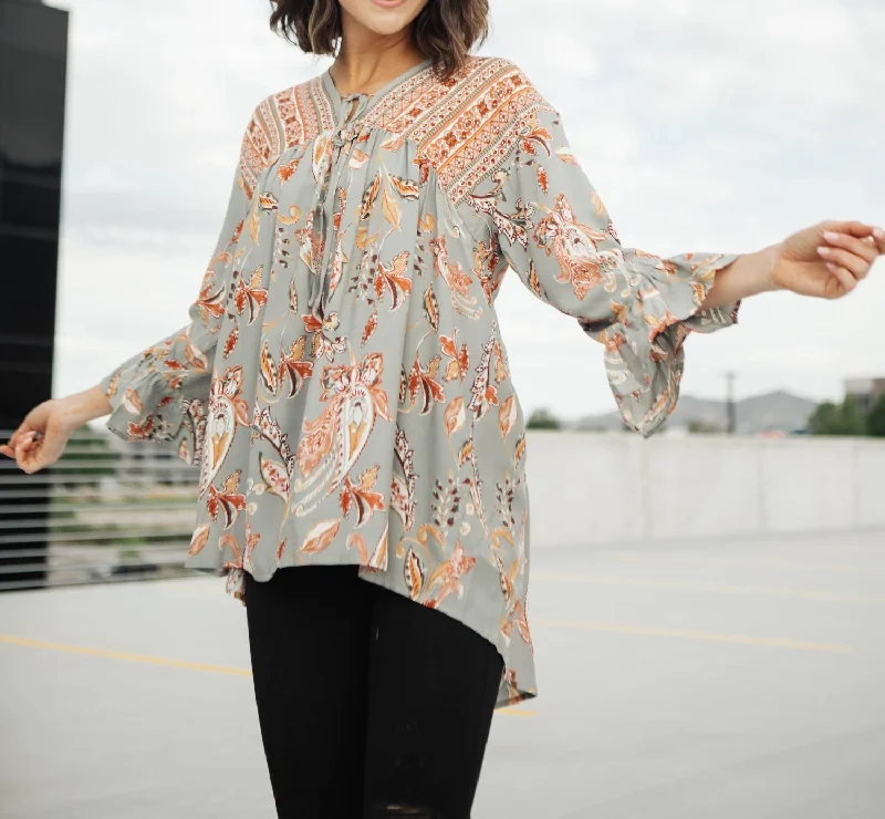 Unbeatable Prices Meadow Peasant Blouse In Sage Floral