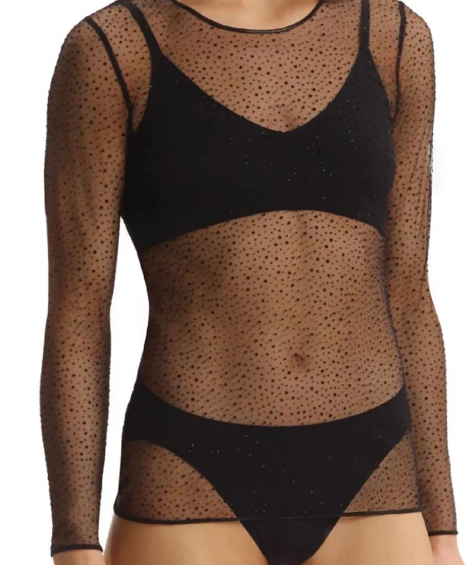 Sale Event Mesh Long Sleeve Top In Black