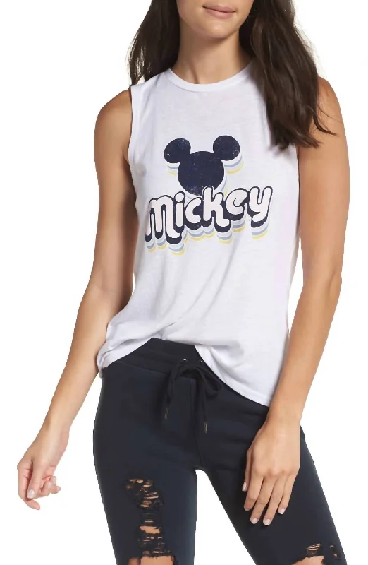 Today Only Mickey High Low Muscle Tank In White