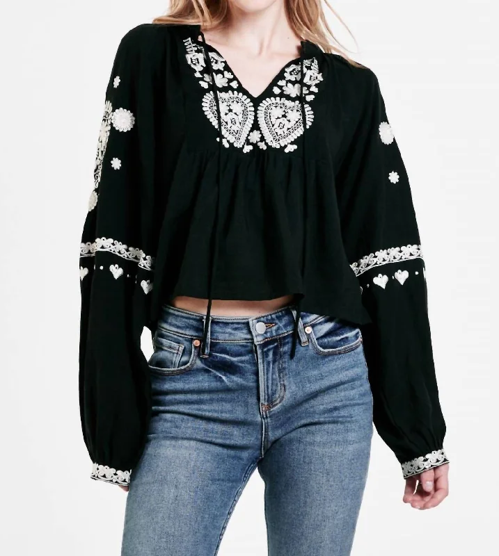 One-DAY Sale Natalia Emblem Top In Black
