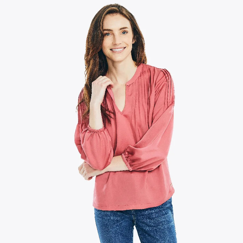 Super Sale Nautica Womens Pintuck Split-Neck Top
