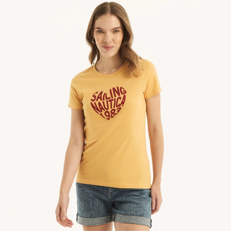 Special Discount Nautica Womens Sustainably Crafted Glitter Hearts Graphic T-Shirt