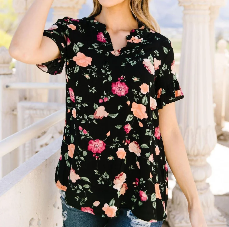 Early Access Nighttime Blooms Blouse In Black