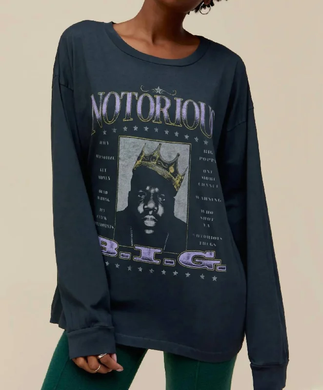 Buy Now Notorious Big Long Sleeve Merch Top In Vintage Black
