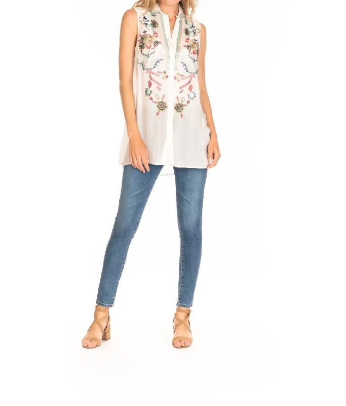 Great Bargains Oasis Button Front Top In White Multi