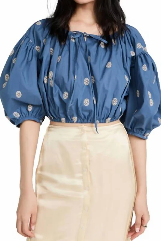 Online Only Octavia Top In Embroidered Cotton