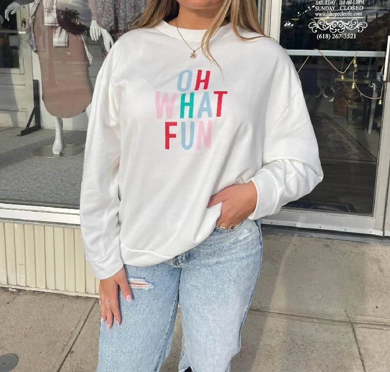 Incredible Offers Oh What Fun Sweatshirt In White