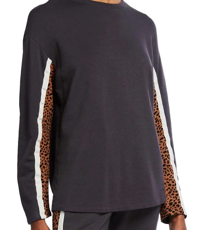 Exclusive Online Offer Paneled Mini Leopard Sweatshirt In Faded Black