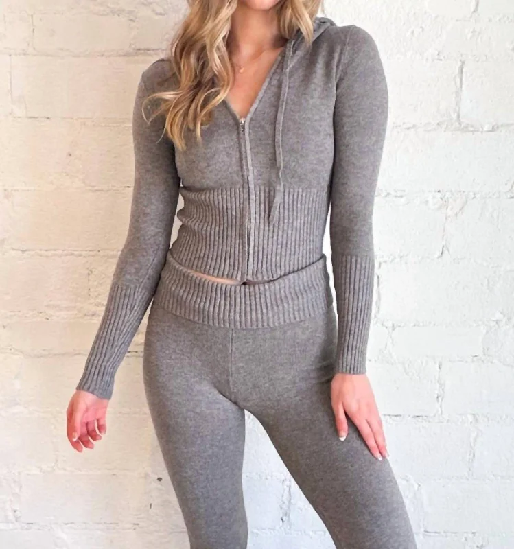 New Markdowns Pass The Popcorn Zip Sweater In Grey