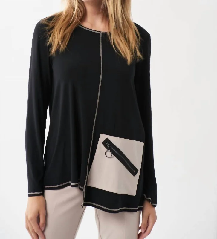 Price Rollback Patchwork Top In Black/vanilla