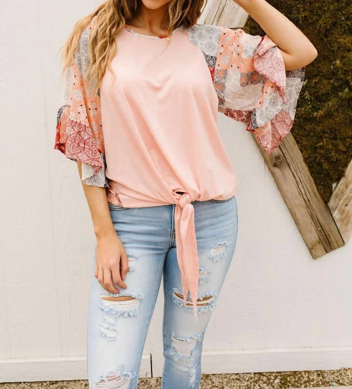 Online Only Patricia Patchwork Top In Peach
