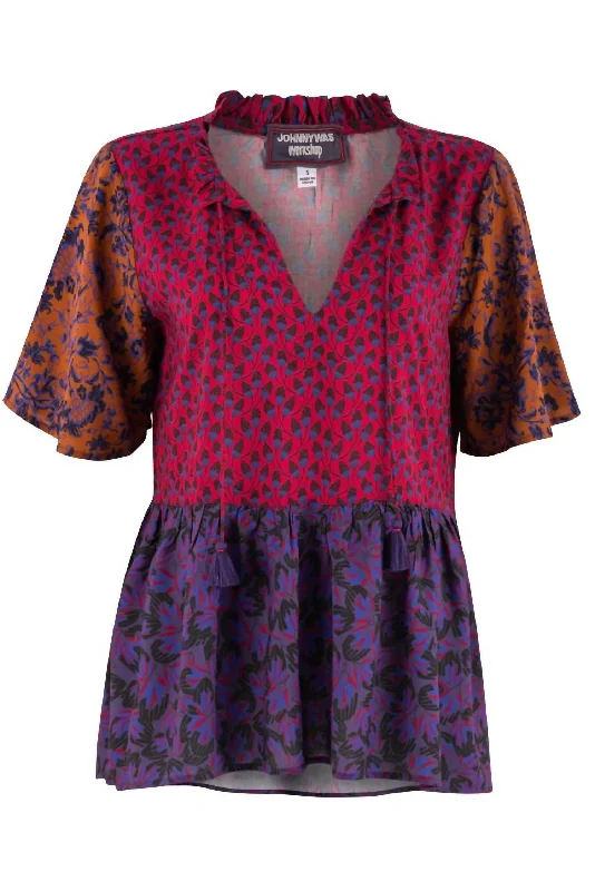 Big Savings Pauline Ruffle Blouse In Multi