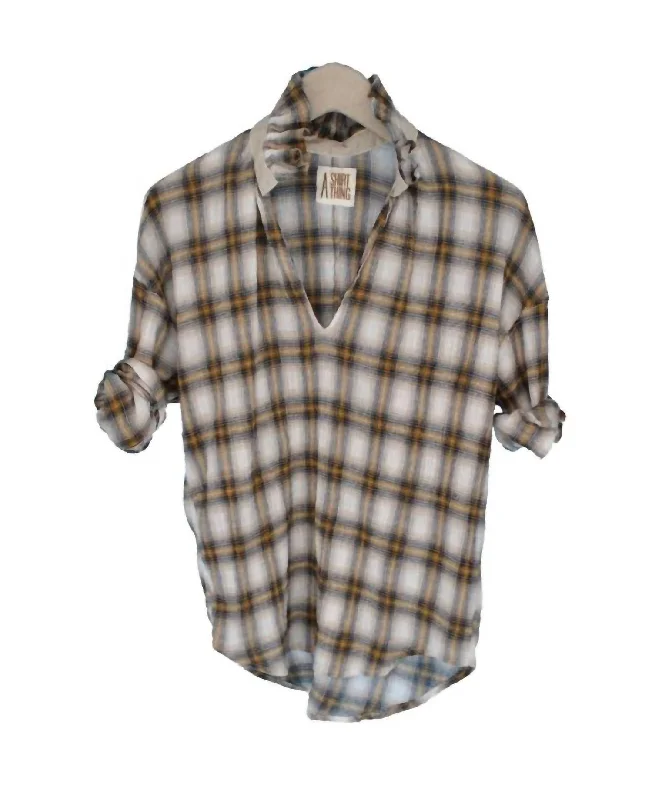 Discount Mania Penelope Plaid Shirt In Mustard