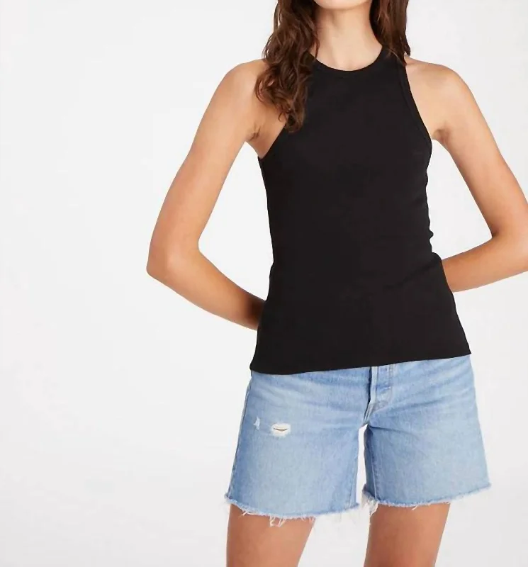 Massive Deals Perfect Ribbed Tank Top In Black