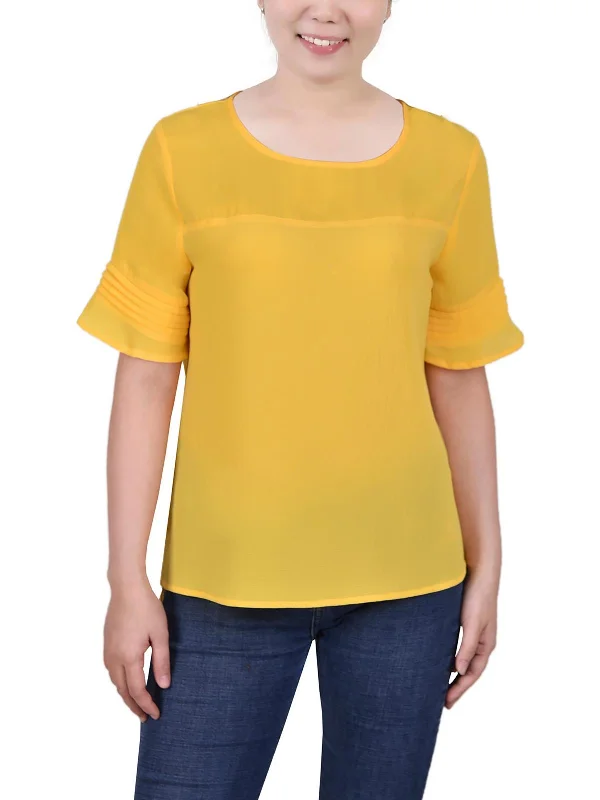 Extra Discounts Petites Womens Sheer Crepe Blouse