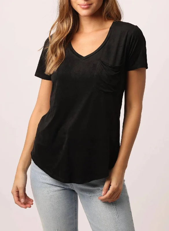 Final Markdown Phoenix Suede Pocket Tee In Black