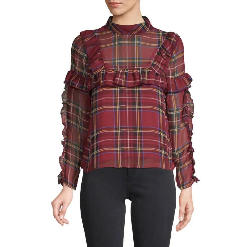 Mega Sale Plaid Girls Club Top In Red