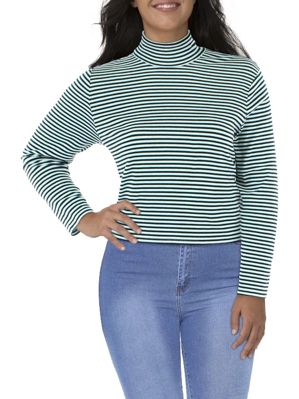 Loyalty Reward Plus Womens Cotton Striped Turtleneck Top