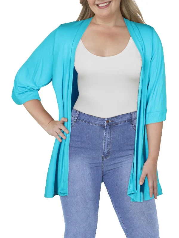 Discount Days Plus Womens Elbow Sleeves Open Front Kimono