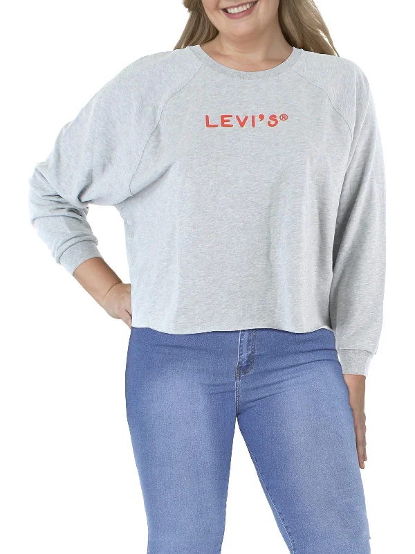 Discount Extravaganza Plus Womens Logo Raw Hem Sweatshirt
