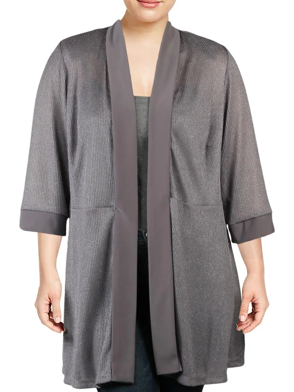Price Meltdown Plus Womens Metallic 3/4 Sleeves Cardigan Top