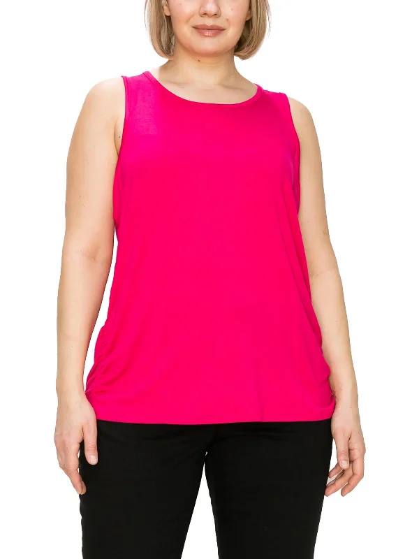Super Sale Plus Womens Ruched Layering Tank Top