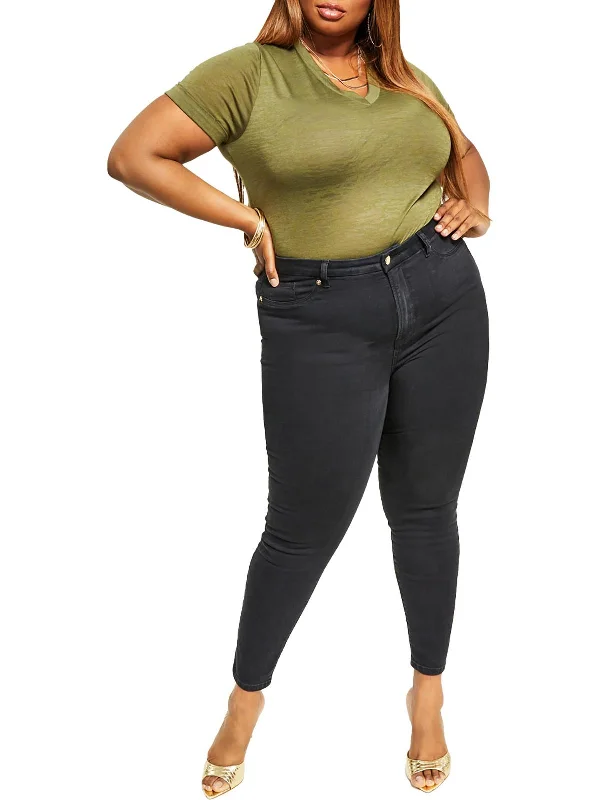 Midnight Sale Plus Womens V Neck Burnout Bodysuit