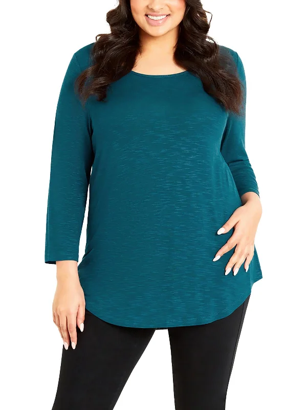 Deal Dash Plus Womens Wide Neck Slub T-Shirt