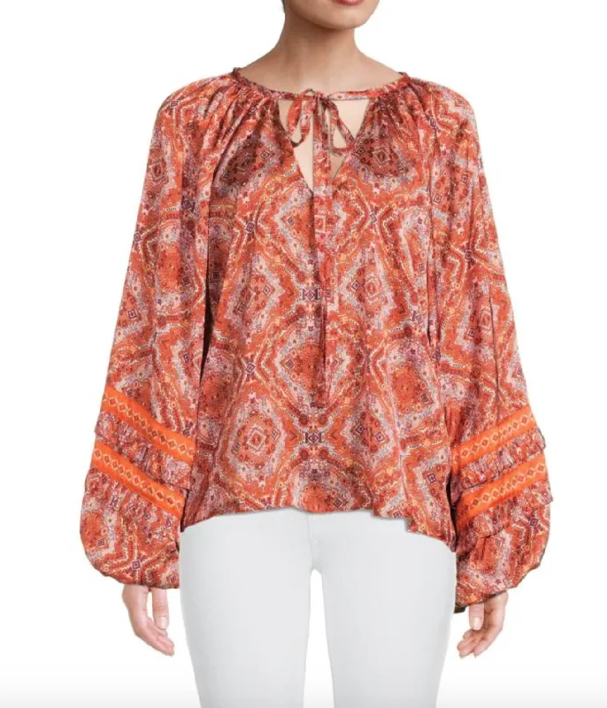 Limited Time Printed Daily Top In Zinnia Orange