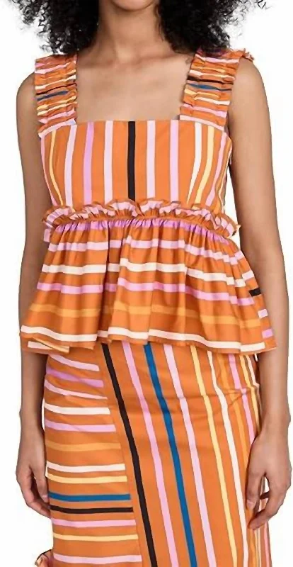 Final Markdown Printed Dawn Top In Multi Stripe