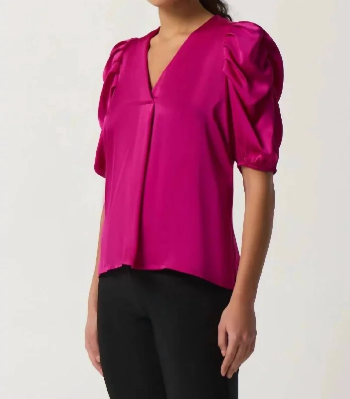 Buy More, Save More Puff Sleeve Satin Top In Opulance