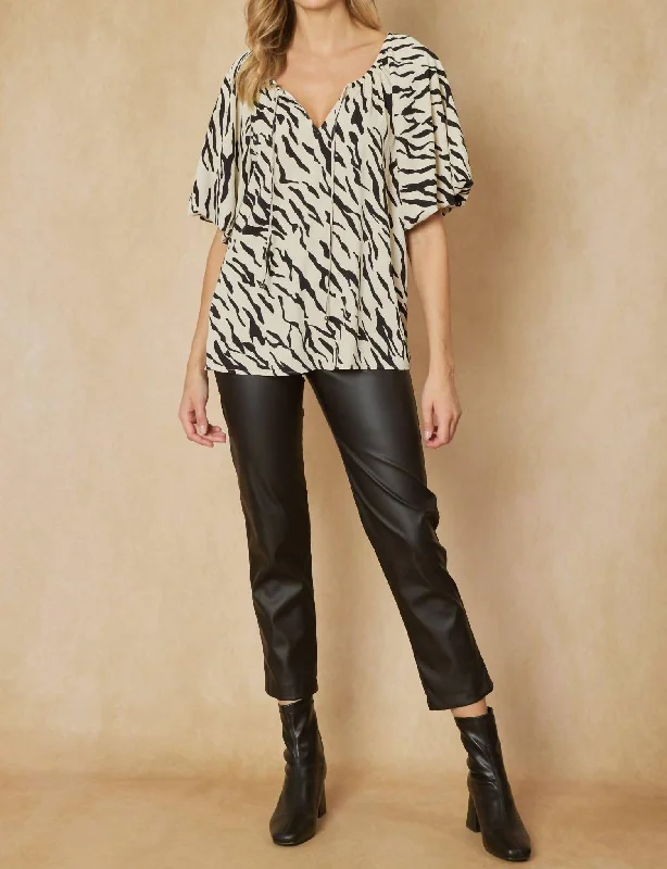 Big Discounts Puff Sleeve Top In Zebra Print