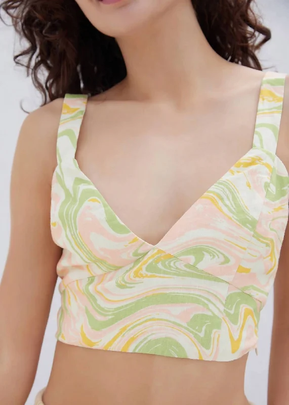 Take Advantage Radiant River Top In Green Marble