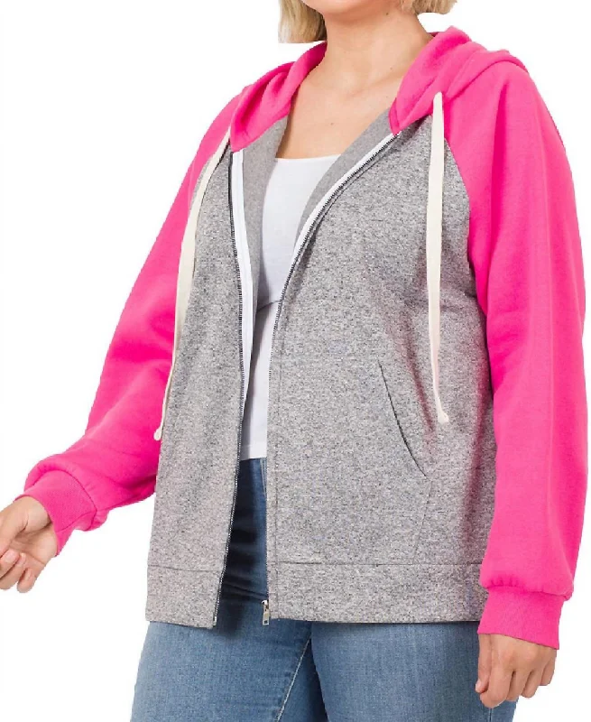 Weekend Deal Raglan Sleeved Hoodie In Fuchsia