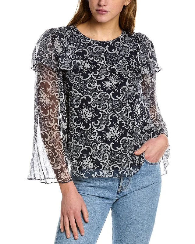 Price Fest Rebecca Taylor Rochelle Fleur Ruffle Silk Blouse