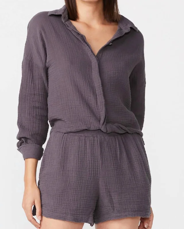 Seasonal Sale Relaxed Blouse With Twisted Front In Vintage Black