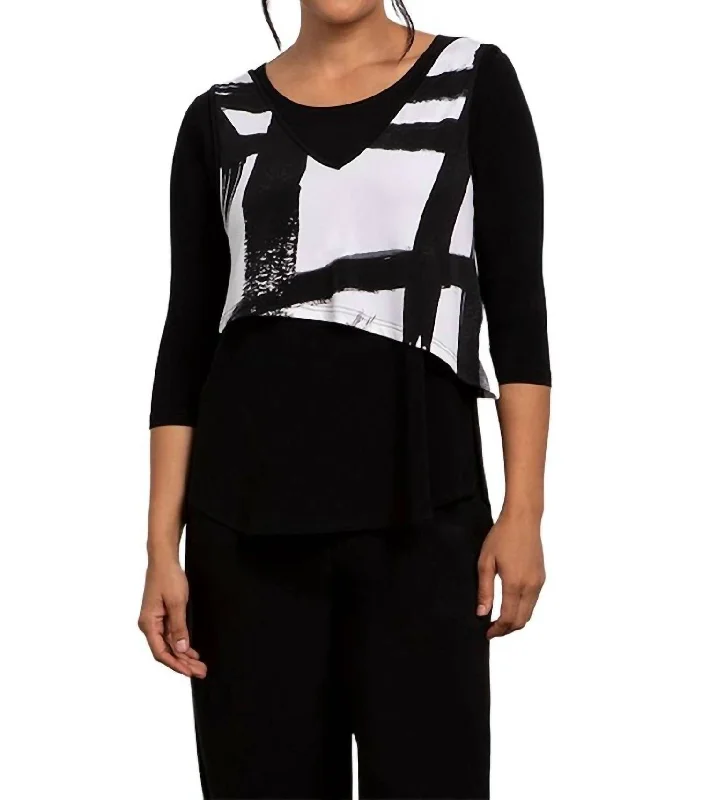 Midnight Madness Reversible Angle Smock Top In Print Abstract