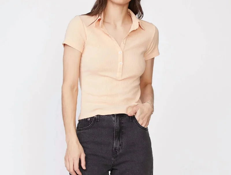 Crazy Deals Rib Polo Henley Shirt In Desert Mist